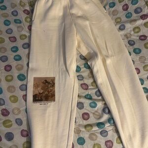 PacSun Cream Joggers with Artistic Design